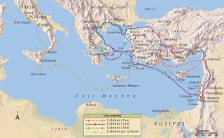 hartë e udhëtimeve misionare të Palit