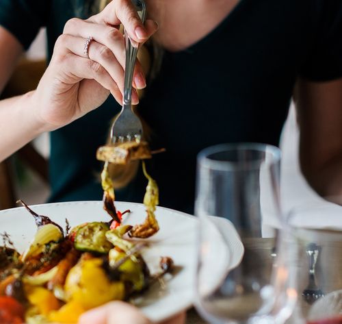 woman eating dinner