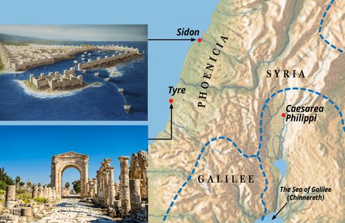 map and images of Sidon and Tyre