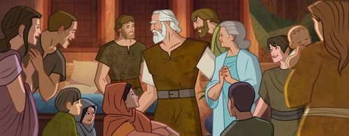 삽화: 노아와 가족 
창세기 7:24; 8:1~3