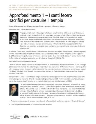 Approfondimento 1 – I santi fecero sacrifici per costruire il tempio