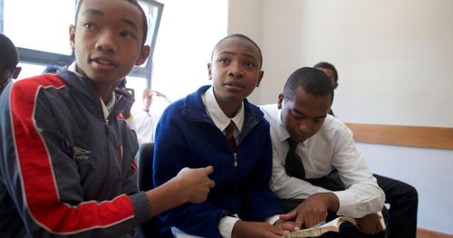 young men in class