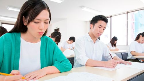 students taking a test