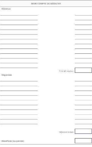 Formulaire vierge : Mon compte de résultat