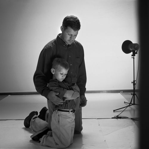 father and son praying