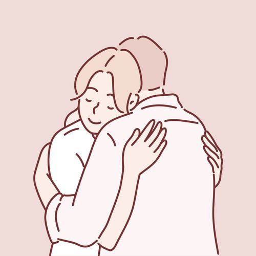 a young couple hugging