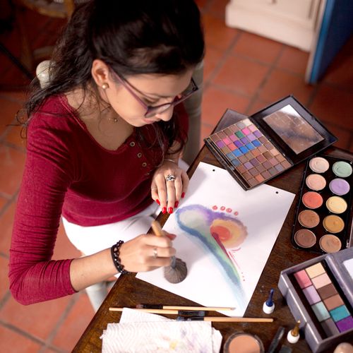 young woman painting