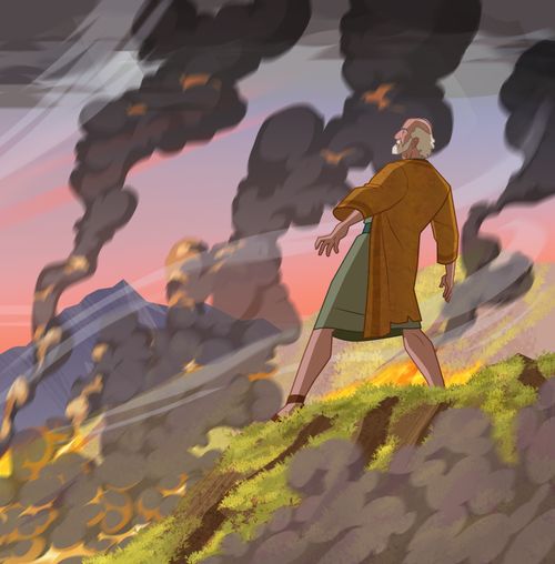 插圖：以利亞看著風、地震和火。 
列王紀上19：11-12
