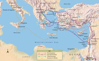 map of Paul’s missionary journeys