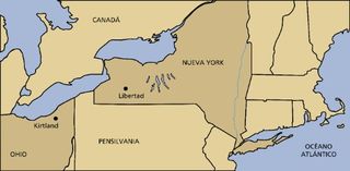 mapa de los estados de Nueva York y Ohio