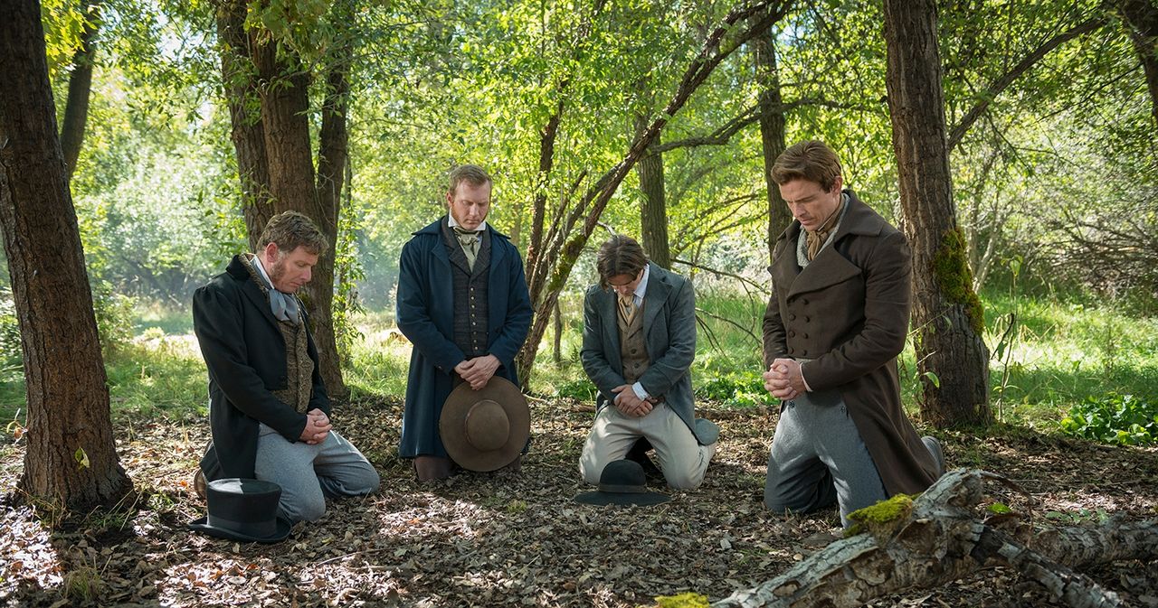 Restoration Project: 222 Two of the Three Witnesses receive their witness.  (Joseph Smith, Oliver Cowdery, David Whitmer and Martin Harris kneeling in a wooded area).