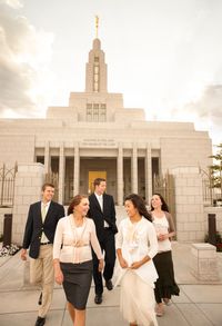 young adults leaving temple