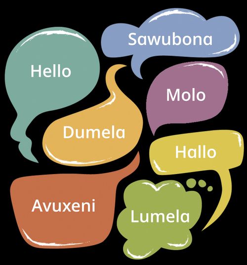 speech bubbles with hello in many languages