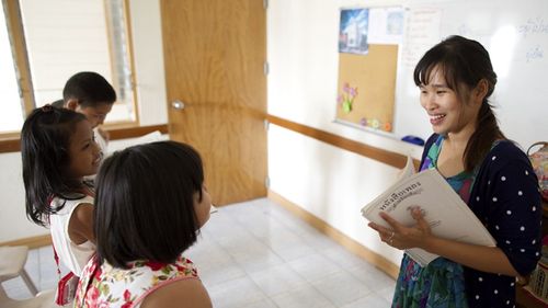 children with teacher