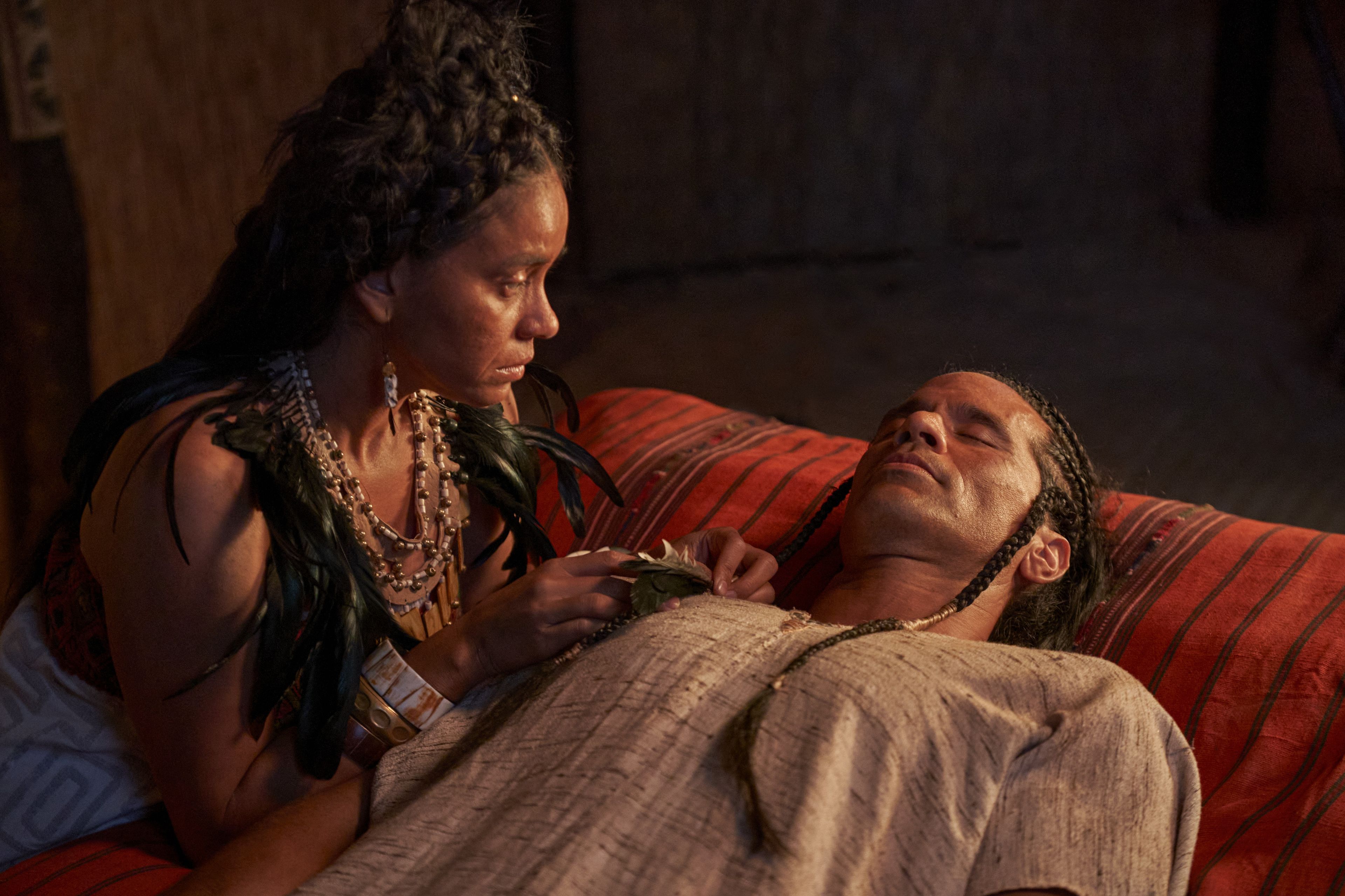 The wife of King Lamoni takes care of him as he lays as if he were dead in the land of Ishmael.