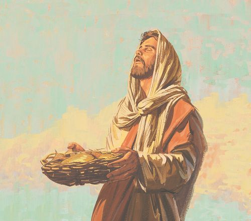 Jesus blesses the bread and the fish and divided it into pieces - ch.28-5