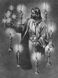 Christ with candlesticks and stars