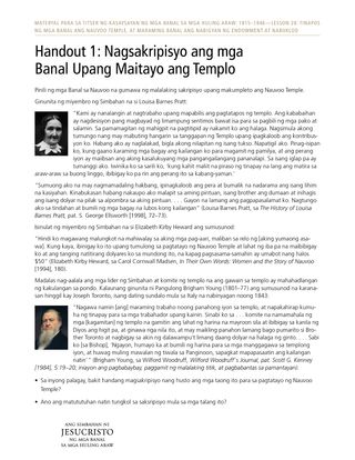 Handout 1: Nagsakripisyo ang mga Banal upang Itayo ang Templo