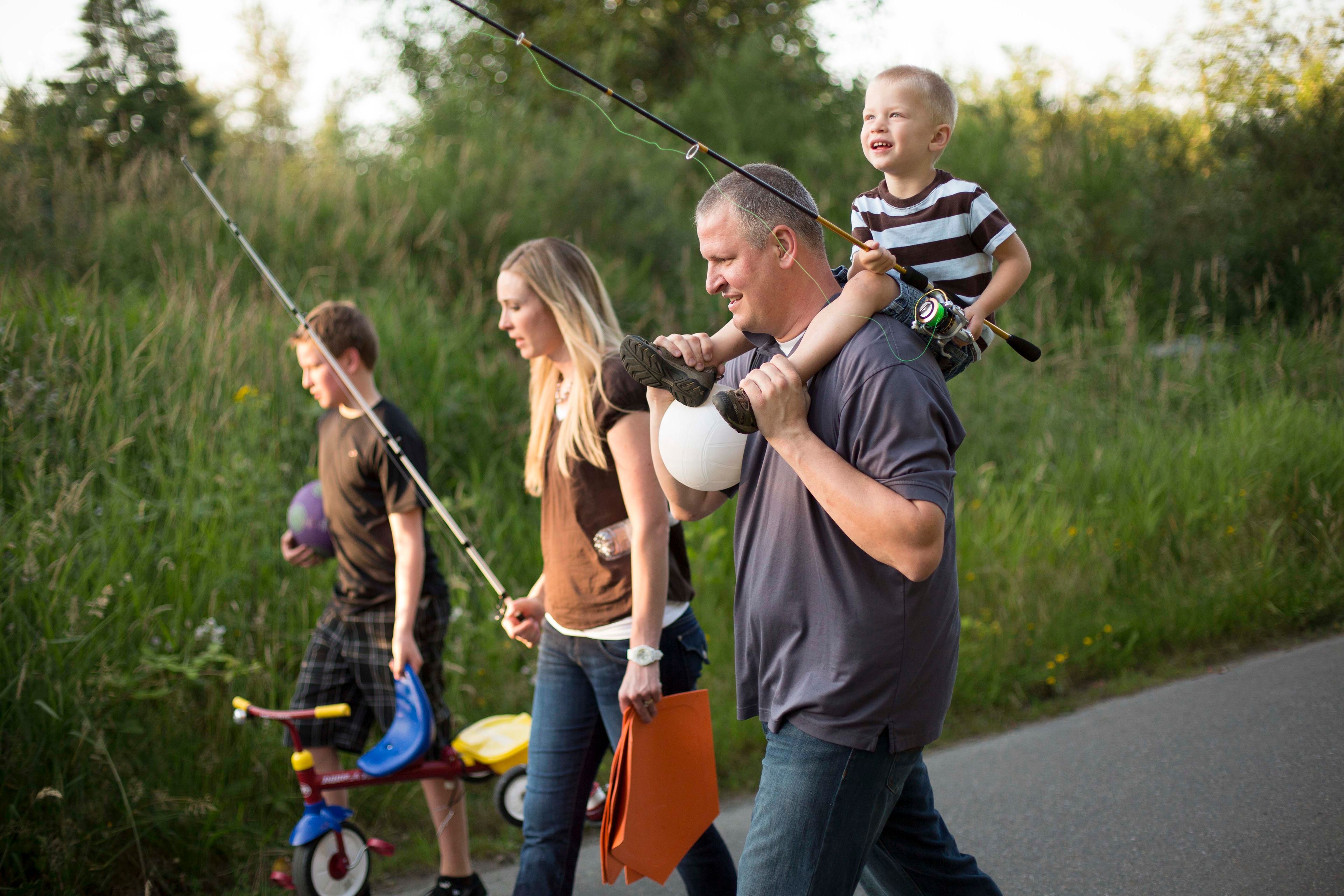 A family going out on a fishing trip together.