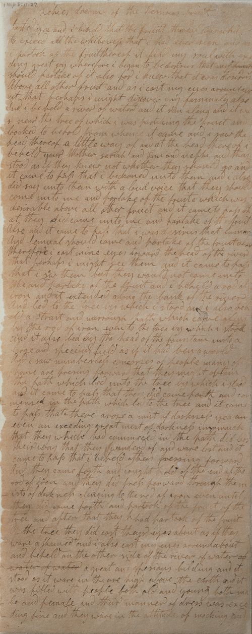 manuscript page of the Book of Mormon