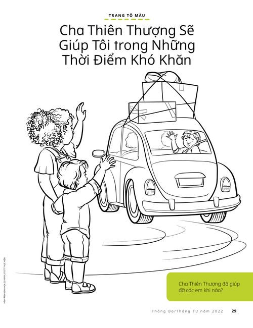 coloring page of boy waving while friend drives away
