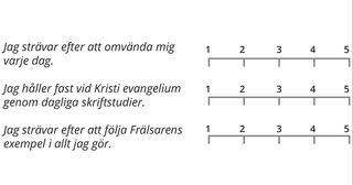 skala 1 till 5 för varje påstående