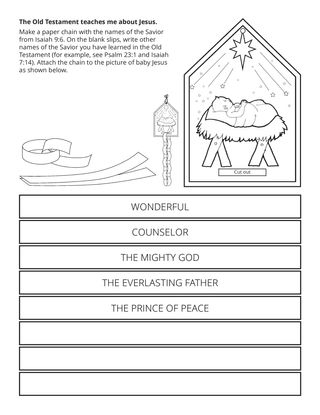 activity page: the Old Testament teaches me about Jesus