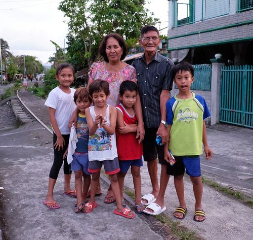 grandparents and grandchildren outside