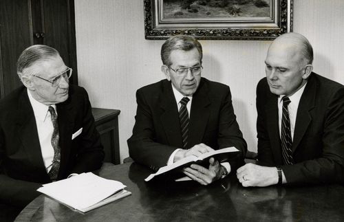 Church leaders sitting at a table