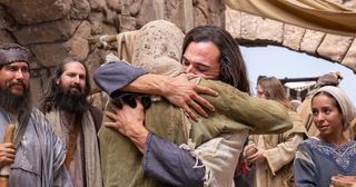 Jesus Christ embracing someone