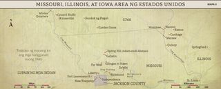 Mapa 8: Ang Missouri, Illinois, at Iowa Area ng Estados Unidos