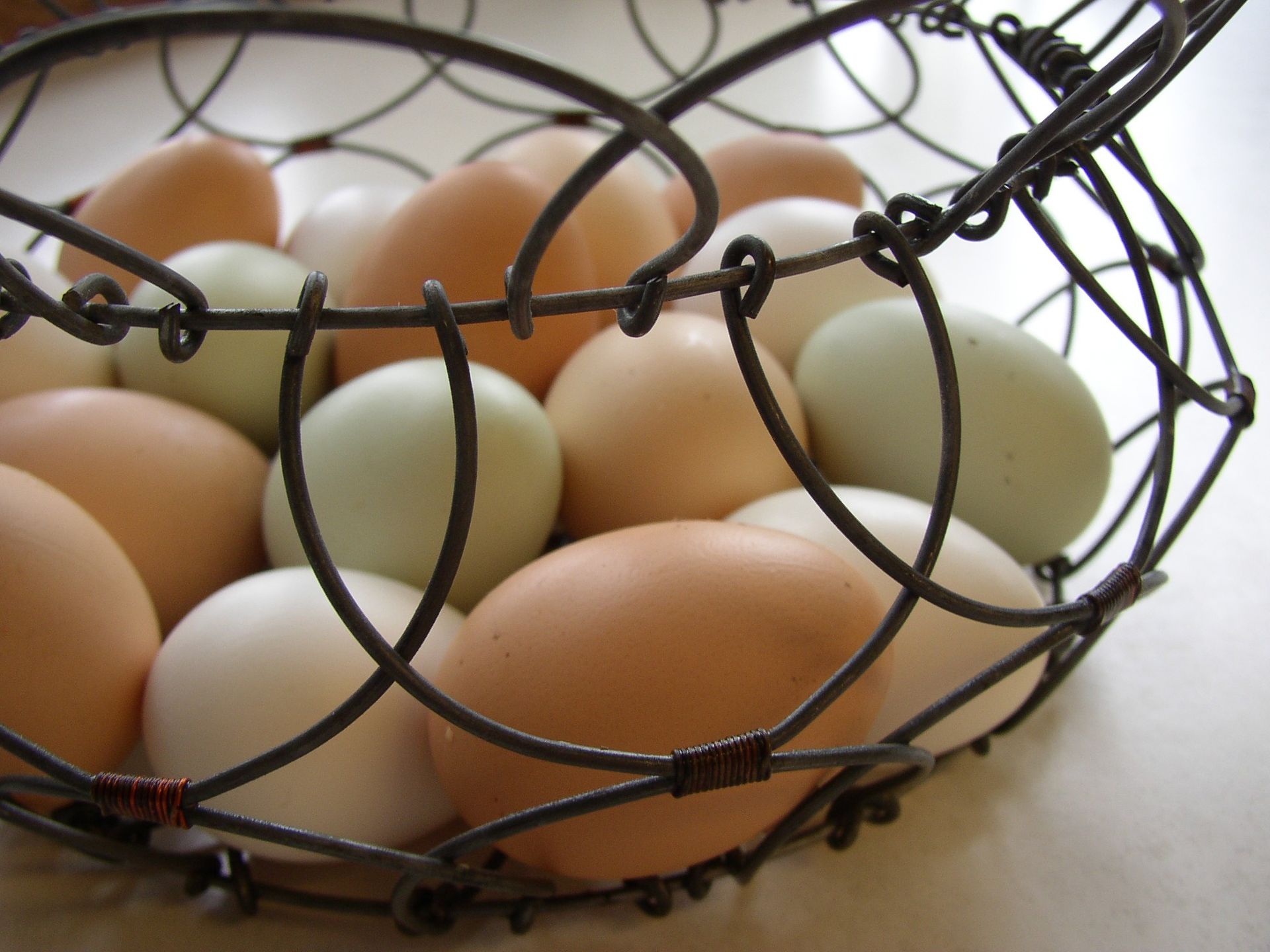 Eggs set in a basket.