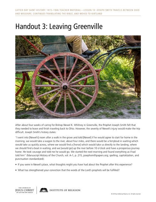 Handout 3: Leaving Greenville