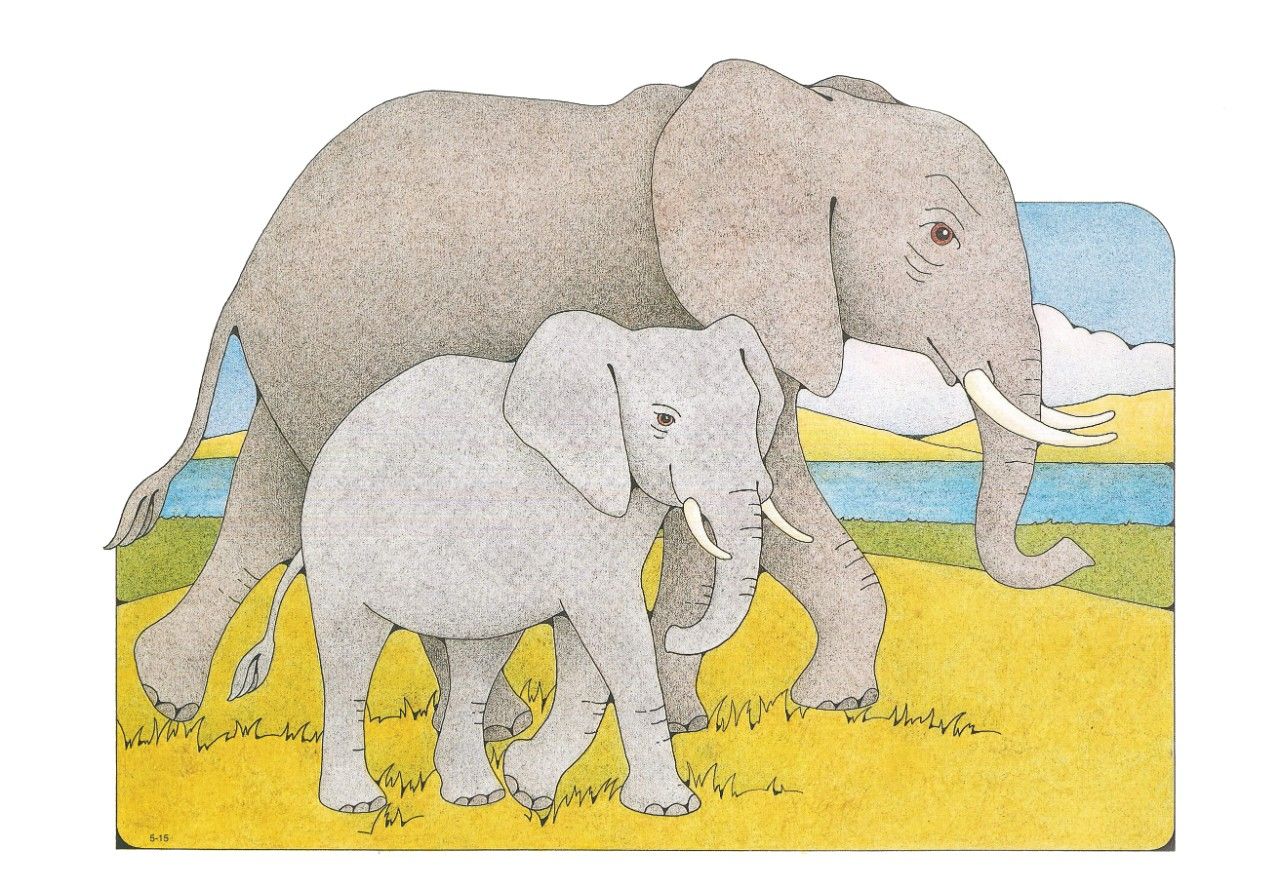 Primary Visual Aids: Cutout 5-15, Mother and Baby Elephant.