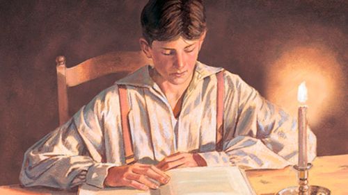 Joseph Smith đang đọc Kinh Thánh