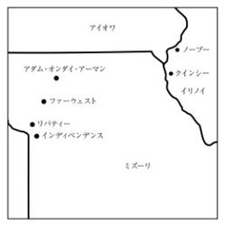 地図，ミズーリ州とイリノイ州