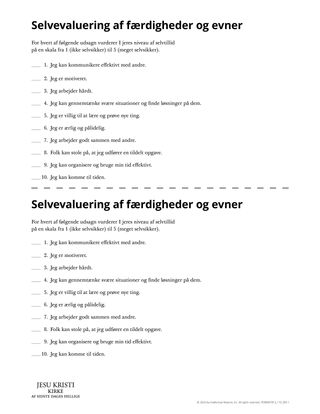 Selvevaluering af færdigheder og evner