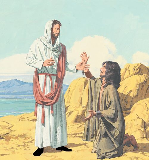 Jesus talking to man