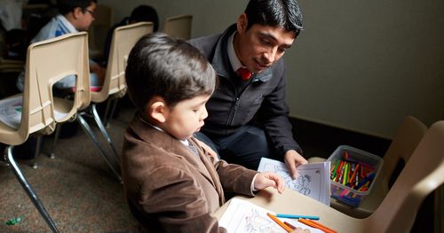 teacher and child in Primary