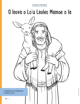 coloring page of Jesus holding a lamb