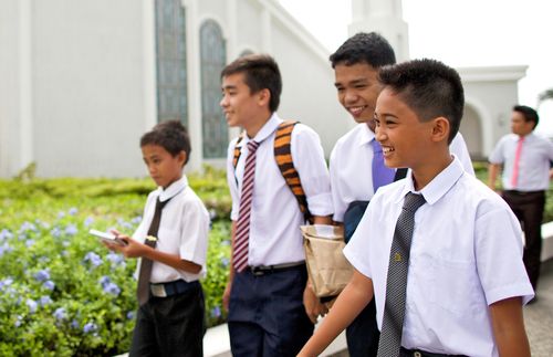 young men at temple