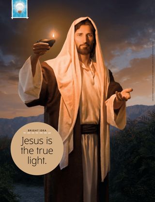Page from the January 2023 Friend Magazine. Bright Idea: Jesus is the true light.