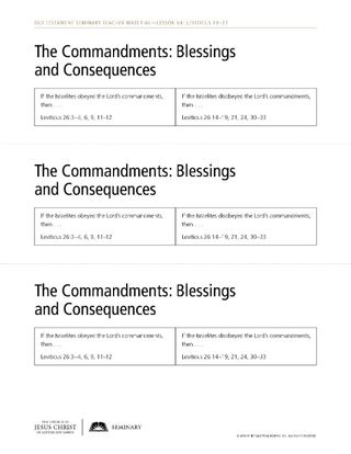The Commandments: Blessings and Consequences handout