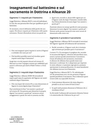 Insegnamenti sul battesimo e sul sacramento in Dottrina e Alleanze 20