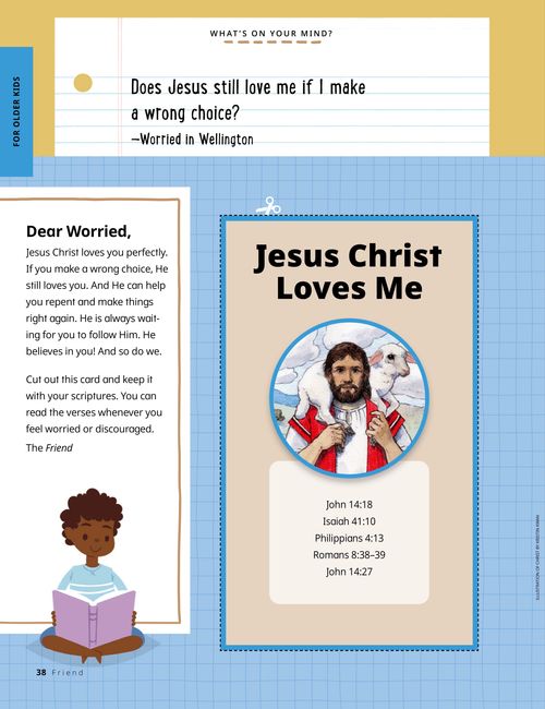 Page PDF with a cut-out card of Jesus Christ