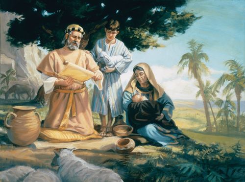 Énós kisfiúként az atyjával, Jákóbbal, és az édesanyjával