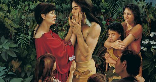 Nephite children with their mother