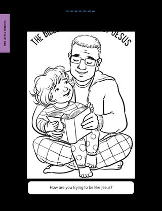 Page from the January 2023 Friend Magazine. Coloring Page: The Bible Teaches About Jesus