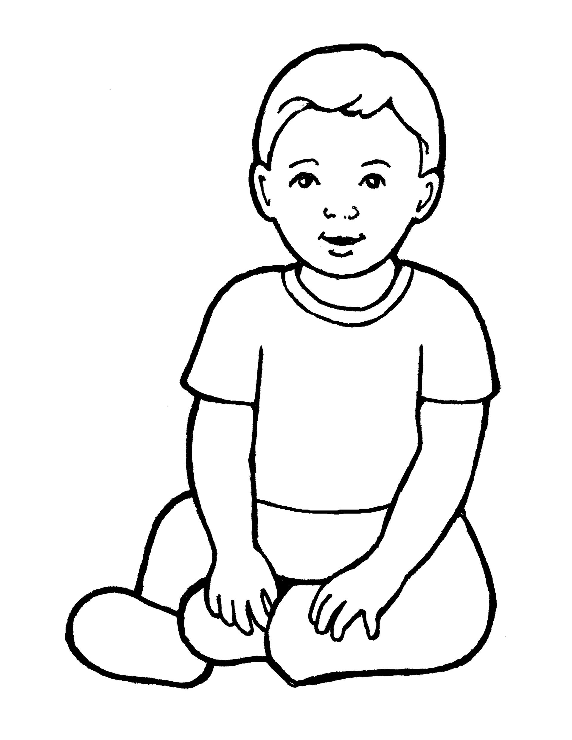 An illustration of a baby boy from the nursery manual Behold Your Little Ones (2008), page 59.
