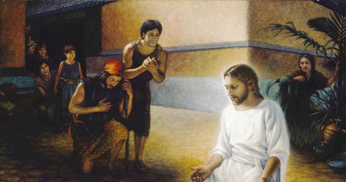 Jesus praying with the Nephites